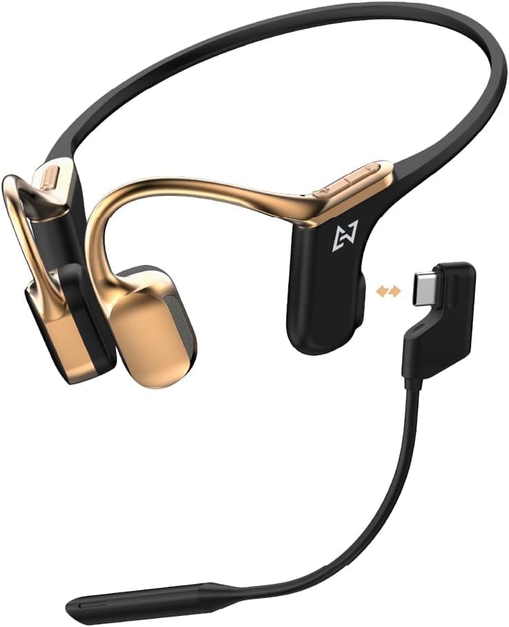 AVIOT WB-E1M-GLE Bone Conduction Headset Pink Gold Open Ear Design Bluetooth 5.2 Waterproof 12H Playback Microphone Type-C Charging Multipoint