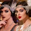 Vintage Exquisite Feather Headband Elegant Women Accessories Performance Show Crystal Sequin Masquerade Hair Band Rhinestone New
