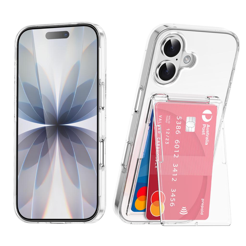 New for Apple 17 Card Bag Multi Functional Phone Case Transparent Bracket for IPhone 16 2-in-1 Protective Cover