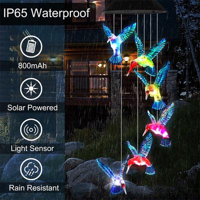 LED שמש פעמוני רוח אור גן פרפר מנורת פעמון רוח צבעוני תלייה עמיד למים אור שמש לגינה חצר עיצוב הבית