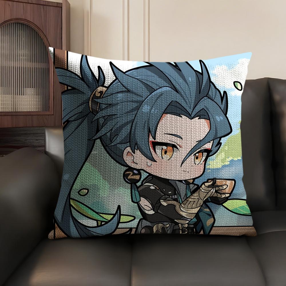 Ji Yan Cute Wuthering Waves Cushion Cover Natural Linen Organic Fabric DoubleSided Printing Sofa Home Decor Gift Pillow Case