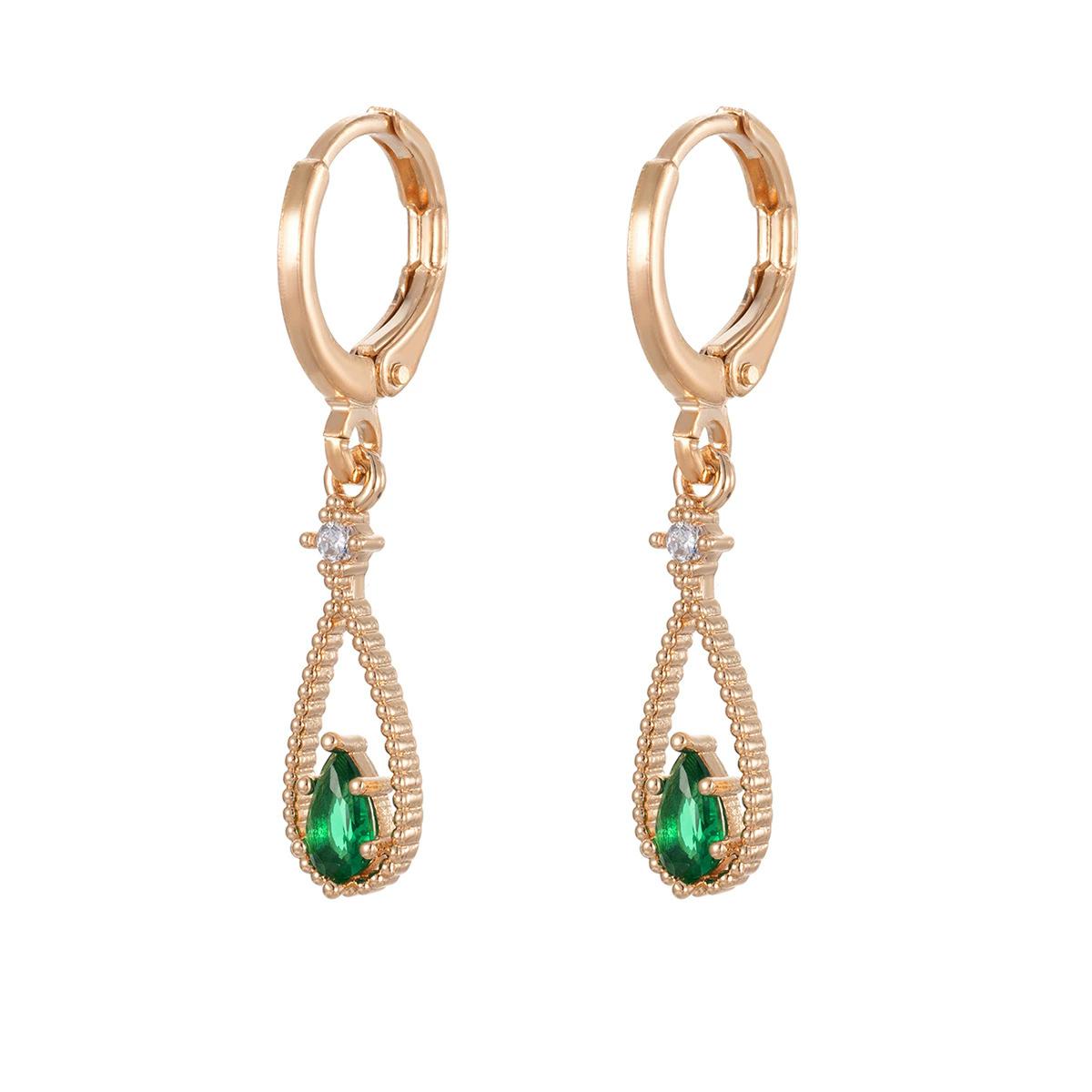 

Luxury Sterling Silver Needle Earring Geometric Green Zircon Heart-shaped Fashionable Women s Drop Earrings Gift
