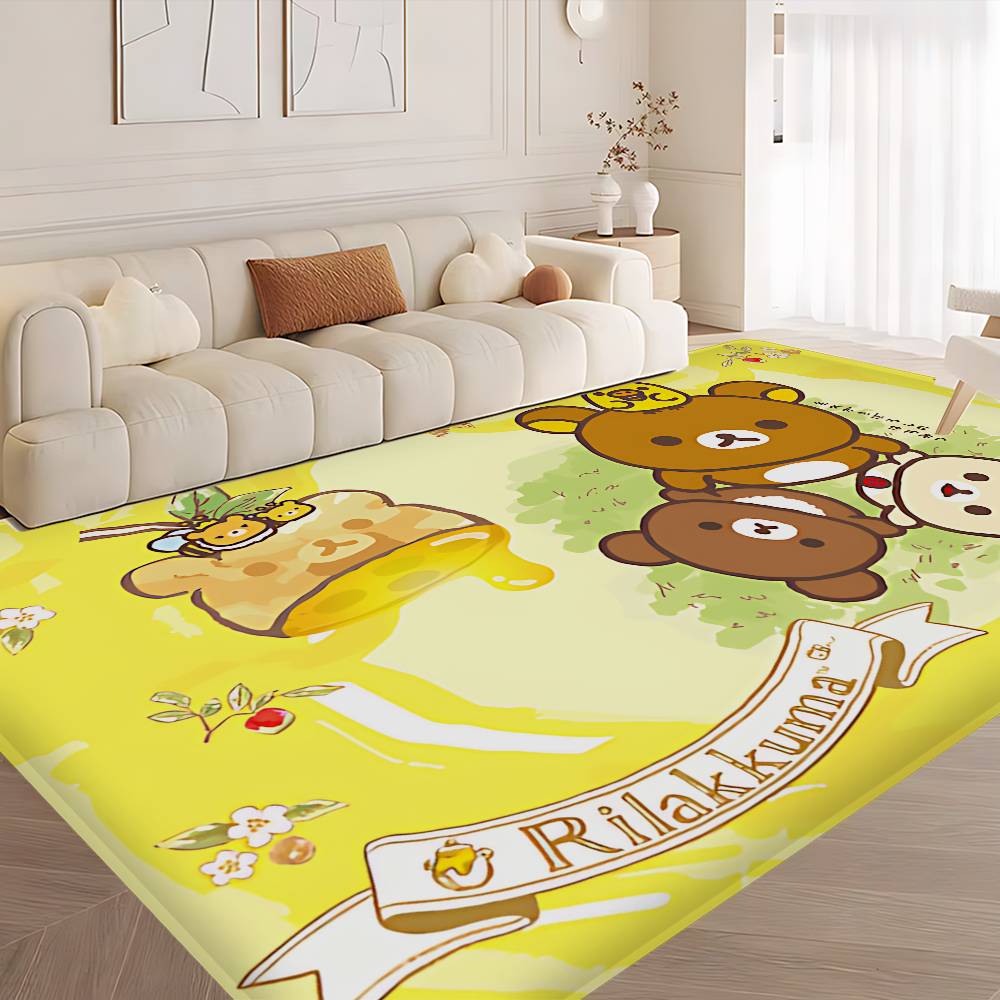 Kawaii Rilakkuma Bear Floor Mat INS Style Soft Bedroom Floor House Laundry Room Mat Anti-skid Household Carpets