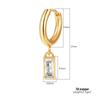 18K Plated Zirconium Rectangle Pendant Stainless Steel Earrings for Women
