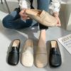 Slippers Women's Outer Wear 2025 Summer New Casual Women's Shoes Bag Head Half Slippers Flat Bottom Square Head Sandals Muller Hugh Shoes