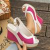 Sommer Neue Damen Peep-Toe Keilsandalen Wasserdichte Plateau Hanfseil Dicke Sohle Ein Riemen Lässige Strandsandalen
