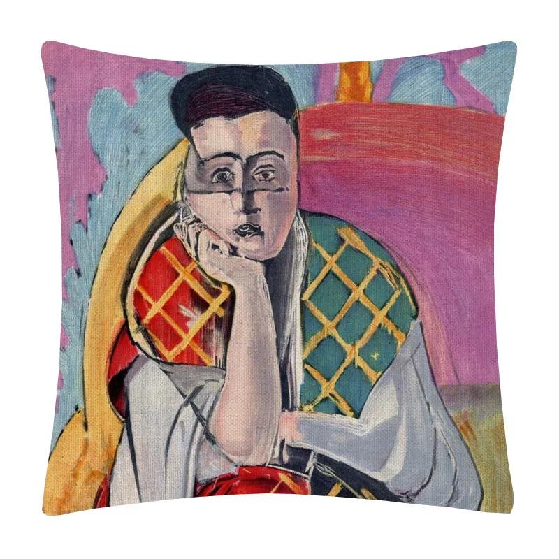 Henri Matisse Printed Cushion Cover Portrait Oil Art Painting Decorative Pillowcase Home Decor Polyester Cotton Linen 45X45cm