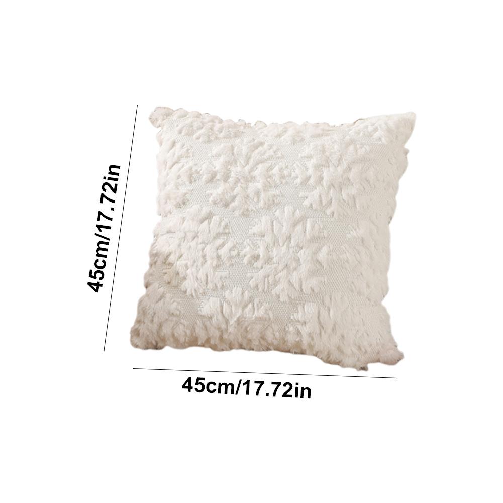 Christmas Pillow Covers 45x45cm Soft Plush Pillowcase (White Snowflakes)