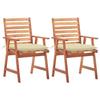 VidaXL Outdoor Dining Chairs 2 Pcs with Cushions, Solid Acacia.