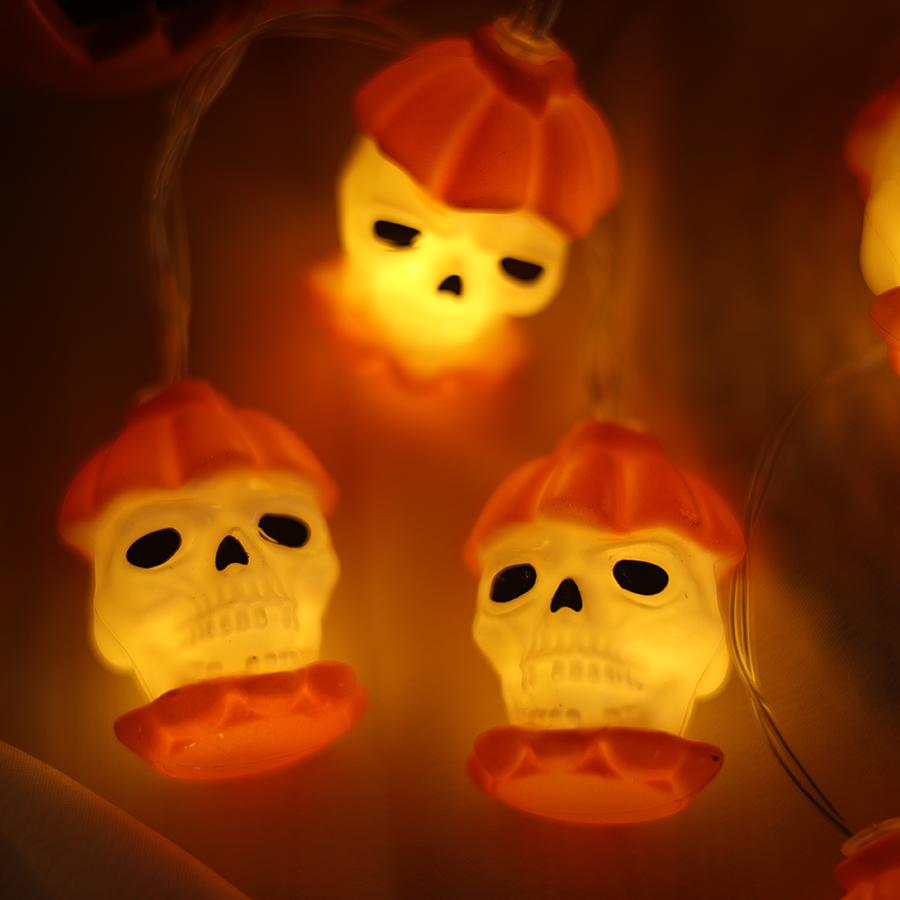 Halloween decoration props, luminous pumpkin skull LED light string, ghost festival scene decoration, ghost small colorful light