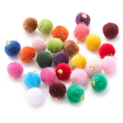 10pcs/Lot Plush Fur Cover Ball Beads Charms Cute Bead Pendant for DIY Jewelry Making Accessories Handmade Earring Bracelet