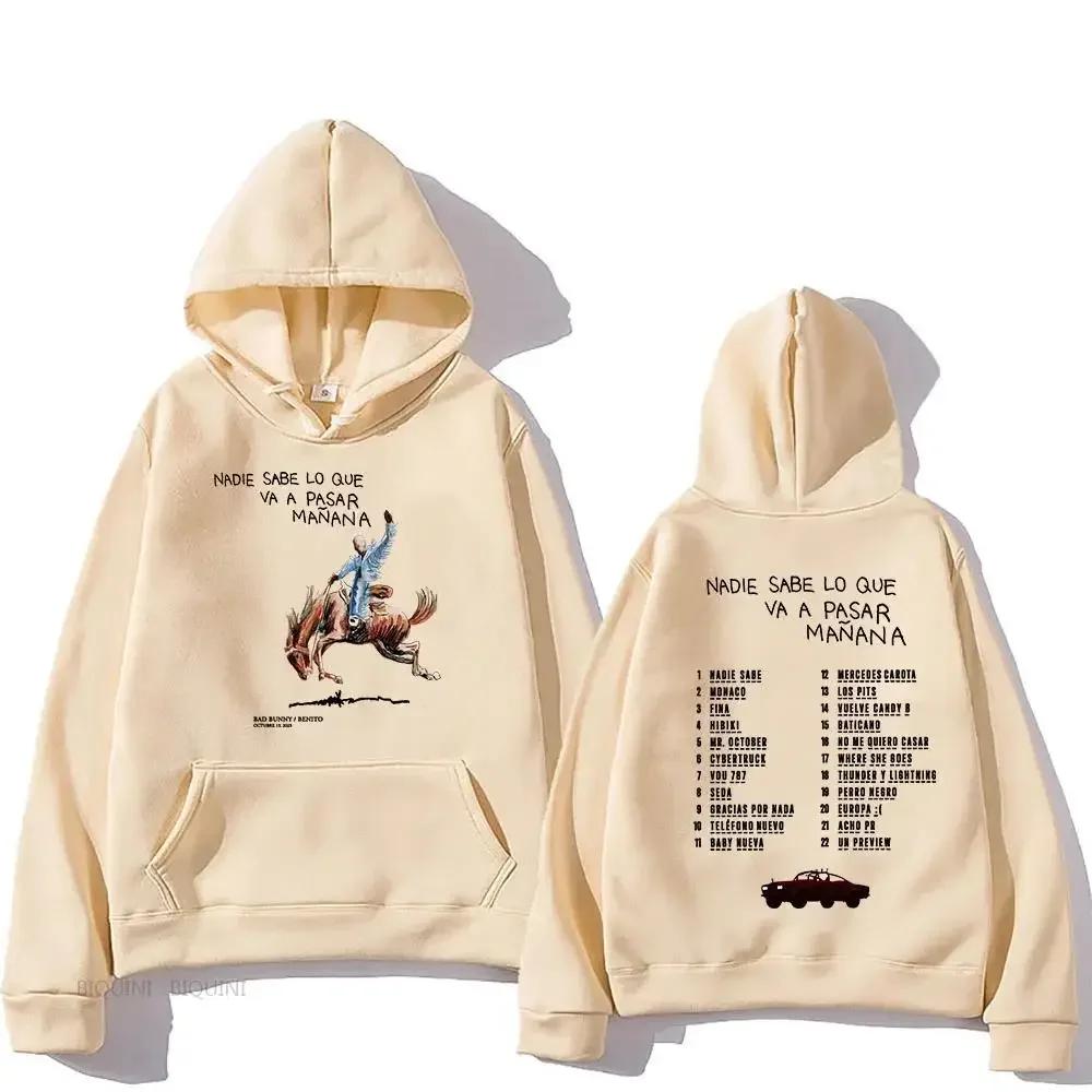 2025 Men's Hoodie Bad Bunny RIP Hoodie Sudaderas album Sporty long-sleeved Casual Loose clothing