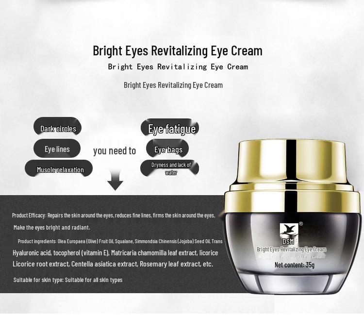 DSM Eye Cream for Dark Circles, Eye Bags, Fine Lines, and Milia - Lifting and Firming Formula