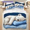 Pościel z wzorem niedźwiedzia polarnego Zestaw kołdry Poszewka na kołdrę Poszewka na poduszkę Dekoracja domu Prezent urodzinowy (1 * poszwa na kołdrę + 2 * poszewki na poduszki, bez rdzenia)