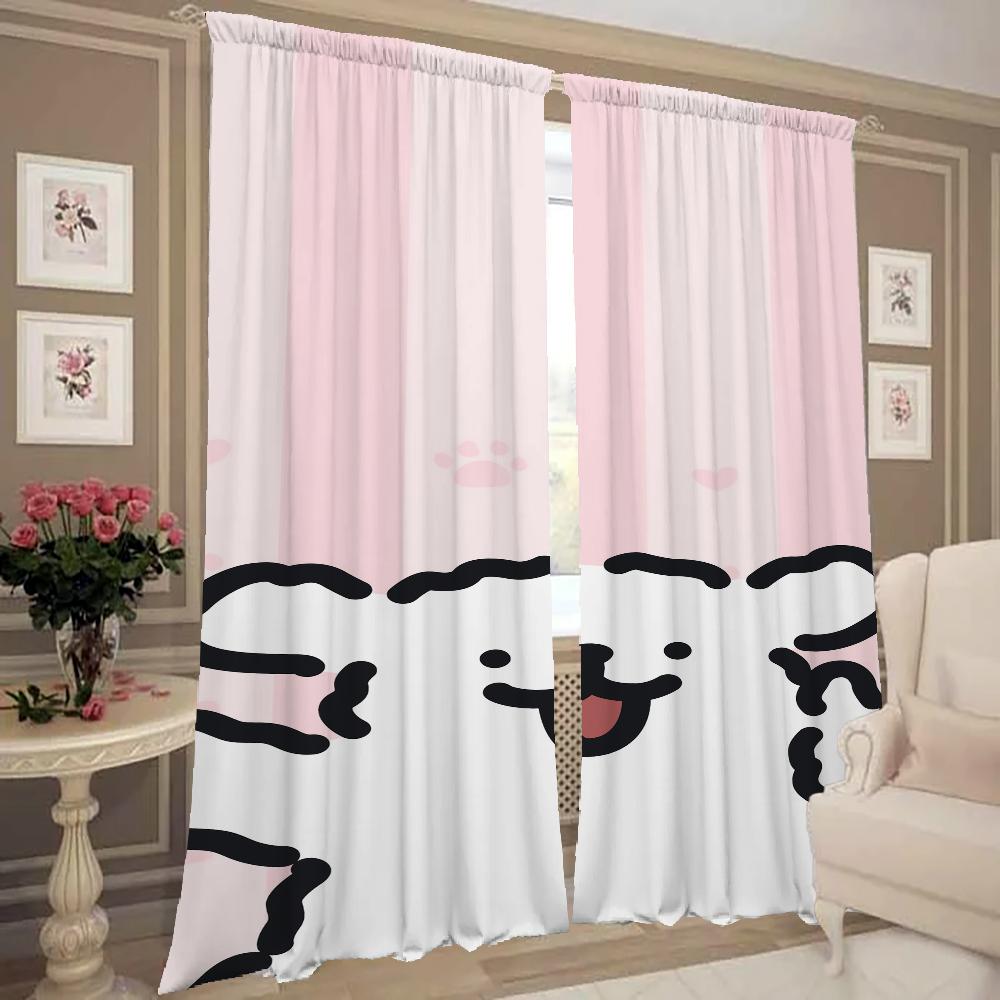 Home Interior Kitchen Curtains for Living Room 2 Pieces Blackout Curtains Door Curtain Maltese Dog Partition Bedroom Decoration