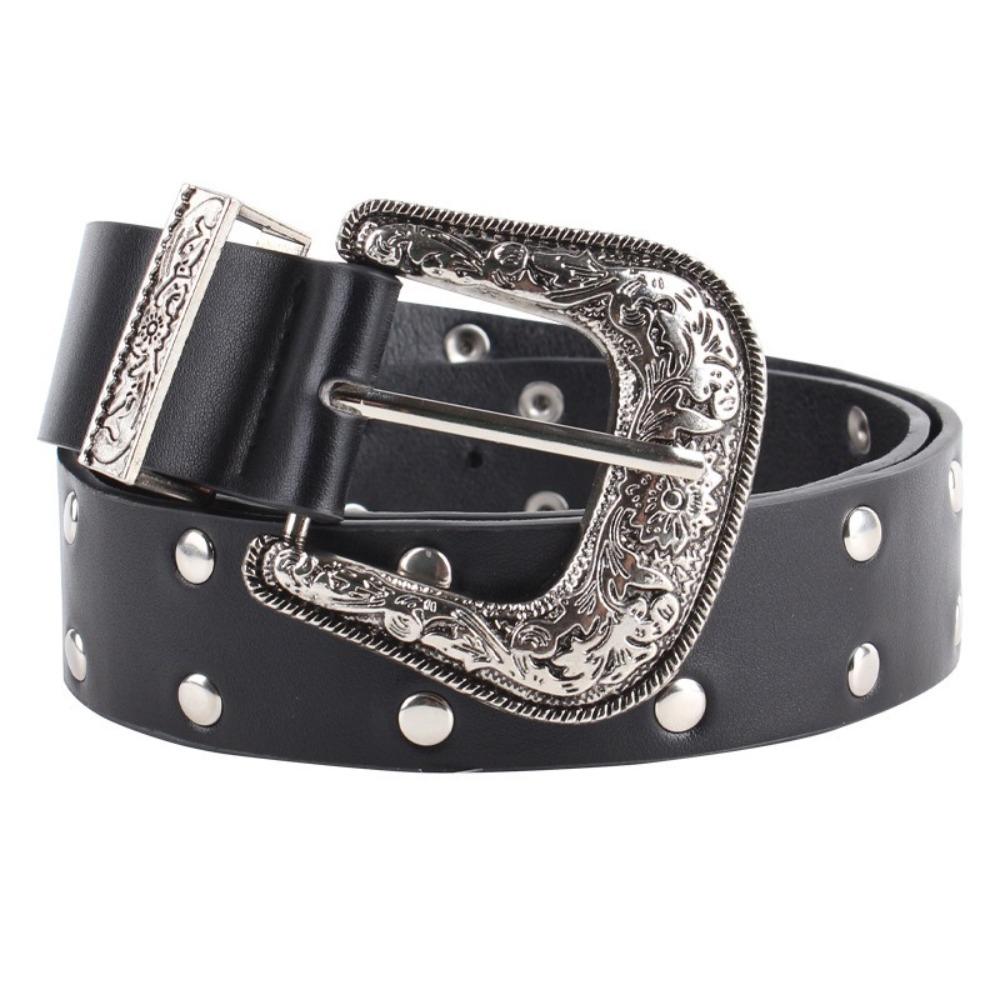 Retro Rivet Belts Gothic Pin Buckle Belt Casual PU Leather Waistband