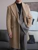 Casaco Chester de Tweed de Lã Ruishen: Casaco de Inverno Masculino de Comprimento Médio, Dupla Face, Lapela Pontiaguda