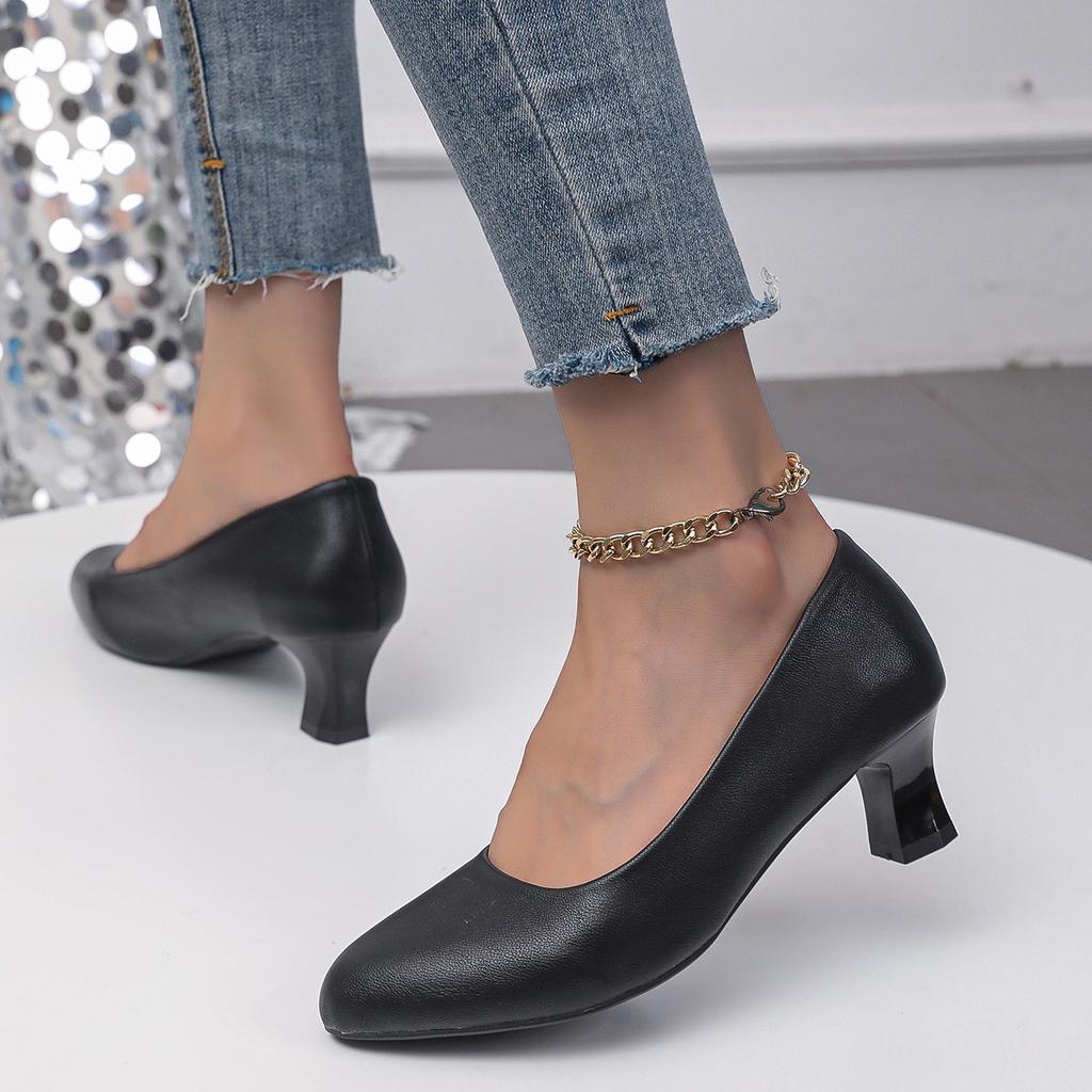 Fashion Shoes Ladies Pumps Medium Heel Nude Sexy Pointed Toe High Heels Wedding Shoes Fashion Elegant  Pumps for Women
