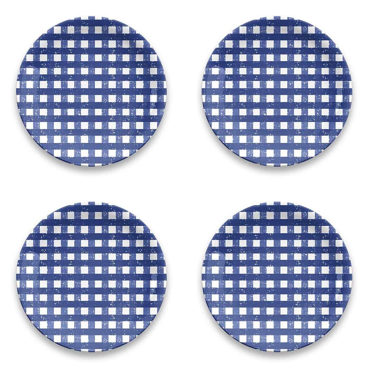 

TarHong Домашний темно-синий клетчатый гингем обеденный набор из 27 см меламина, можно мыть в посудомоечной машине, для кемпинга TCP1105DHSNG Тарелки, 4, Тарелки, Ударопрочный, Посуда,