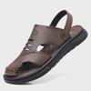 Sandalias de verano de piel auténtica para hombre: zapatos de playa transpirables, informales y suaves para exteriores.