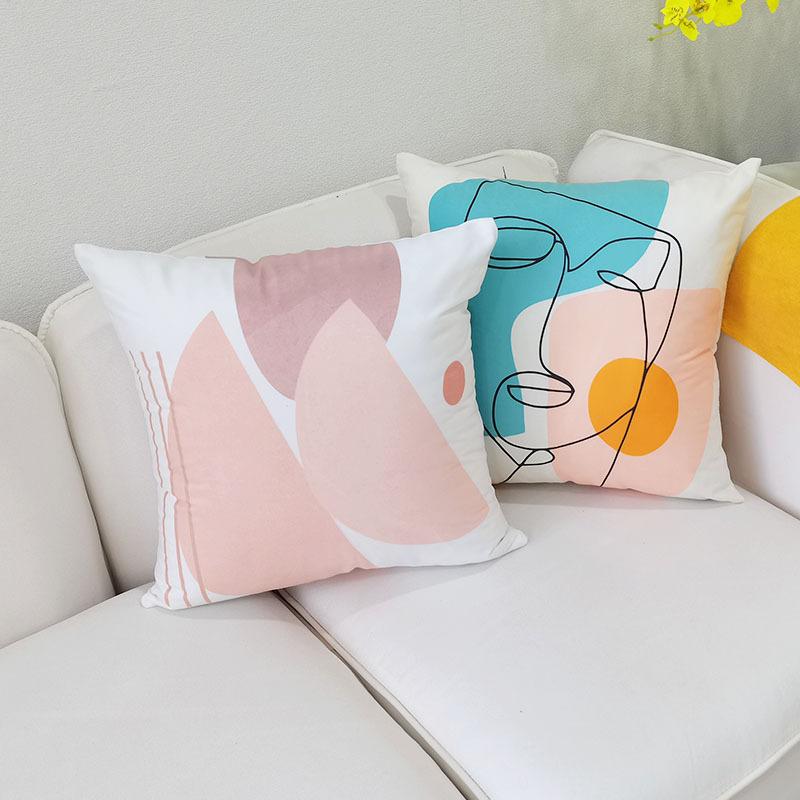 Nordic New Geometric Pillowcase Abstract Print Simple Bedside Sofa Car Cushion Pillowcase Does Not Include Pillow Core