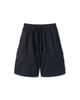 APOSTROPHE COMMA Washed Cargo Cotton Elastic Waist Half Pants_Navy