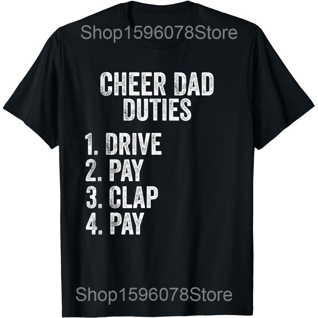 Cheer Dad Cheerleading Dad Of A Cheerleader Father T Shirts Men Humor Streetwear Tee Short Sleeve Unisex Loose Clothing