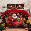 3PC Cartoon Christmas Duvet Cover Kawaii Elk Interesting Old Man Bedding Set (1Duvet Cover &2Pillowcases) No Filler/core