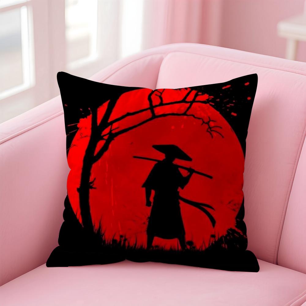 Samurai Klassischer Japanischer Anime NNinja Schriftrolle Kissenbezug Kissenhülle Weiches Hautfreundliches Gewebe Verdeckter Reißverschluss