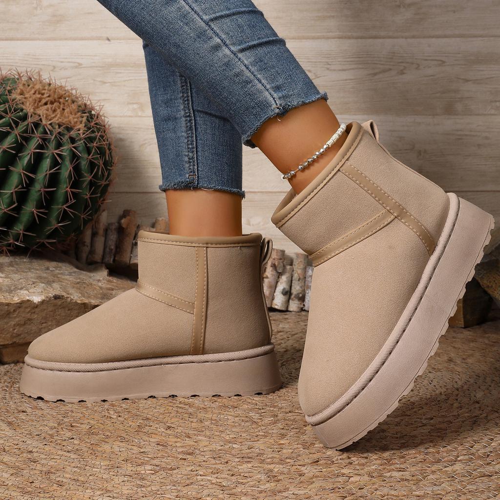 Fashion Soft Non Slip Thick Bottom Snow Boots Women 2025 Winter Classic Solid Suede Ankle Boots with Platform Warm Plush Shoes for Woman