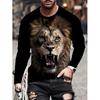 women o neck long sleeve 3d print t shirt
