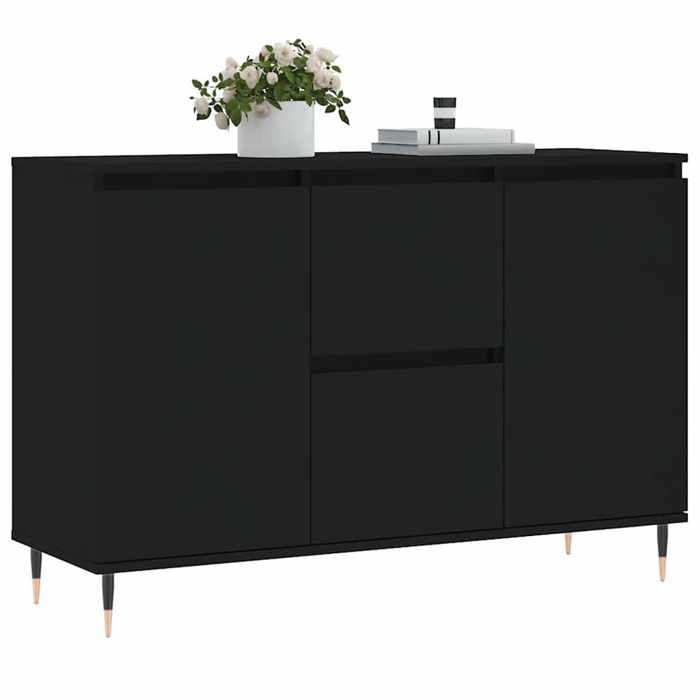 VidaXL Buffet, Armoire Latérale avec Pieds, Meuble de Rangement, Organisateur de Salon Salle de Séjour Intérieur, Noir Bois 827197