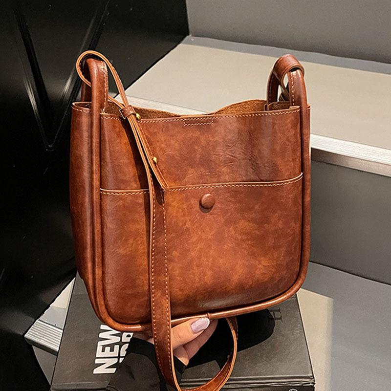 

Popular small bags women s autumn and winter retro versatile shoulder messenger bag bucket bag тёмно-рыжий