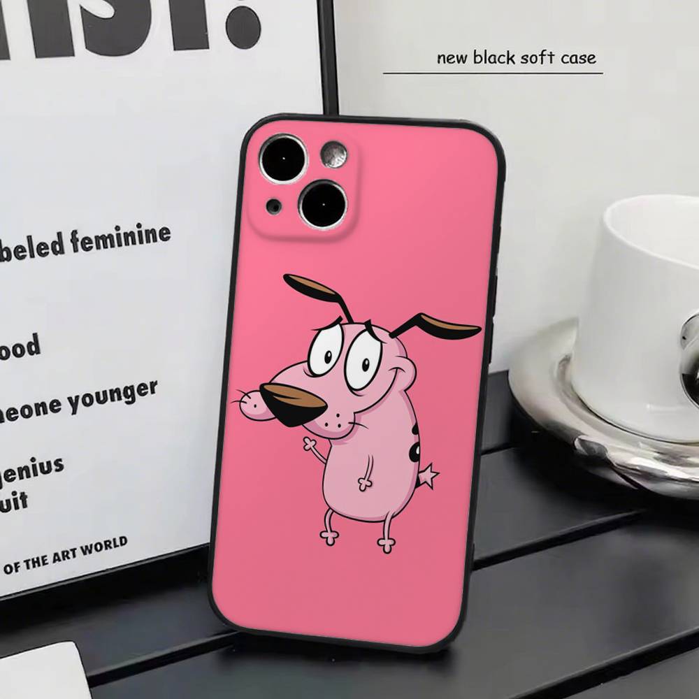 Cartoon Courage The Cowardly Dog-G For iPhone 13,17,11,12,16,14,15,Plus,Pro Max Soft Silicone Black Phone Case