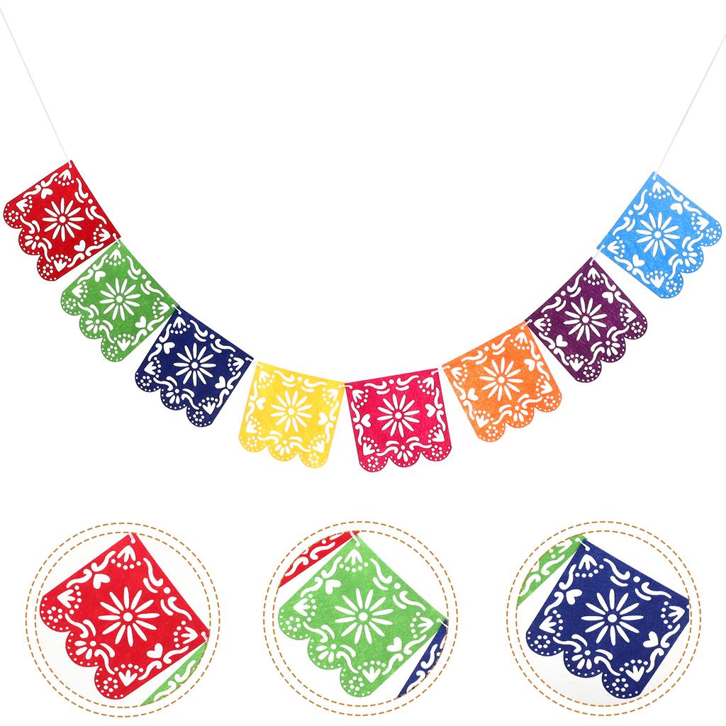 Day Of The Dead Decoration Hollowed Out Square Garland Plastic Bunting Banners Multicolor Mexican Banner Holiday Art Decoration