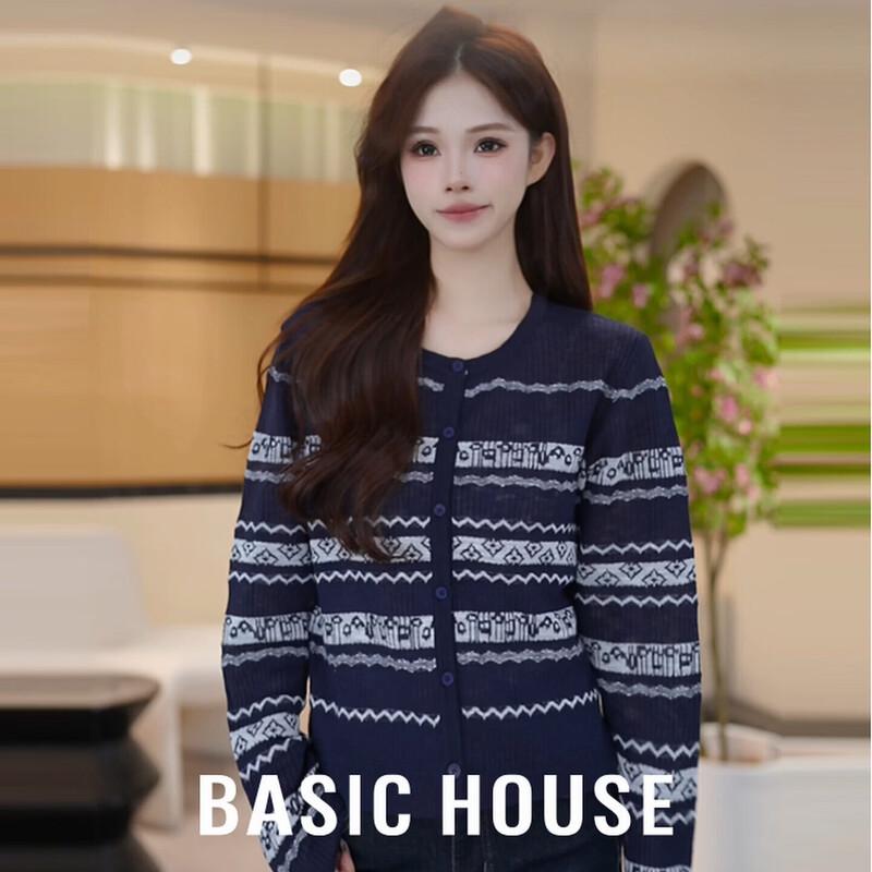 

Basic House Women s Retro Fair Isle Jacquard Knit Top L