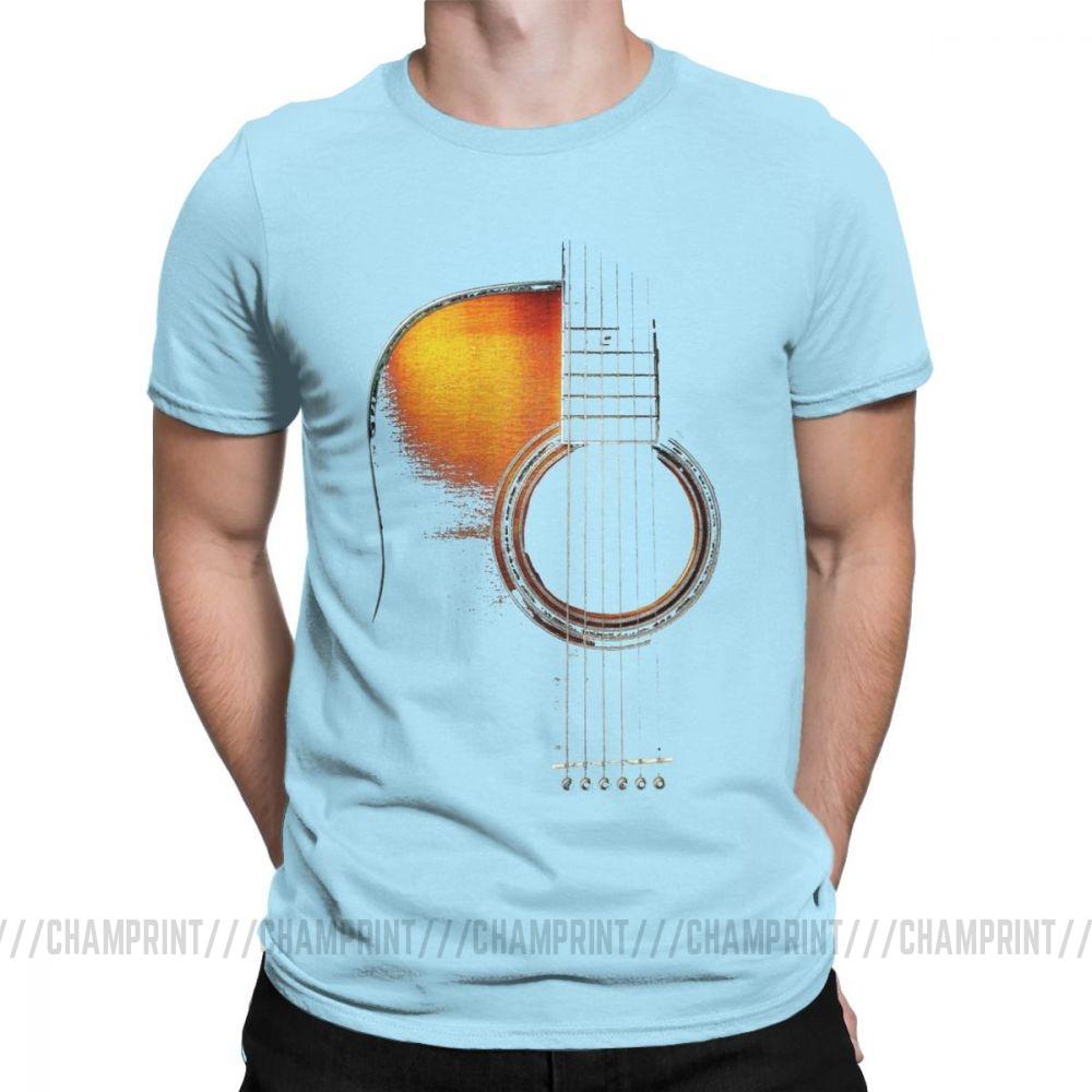 Men T Shirt Acoustic Guitar Hi Lite Music Vintage 100 Cotton Tees Short Sleeve T