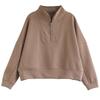 Women S Fitted Half Zip Stand Collar Long Sleeve Hoodie Autumn Winter Casual Top