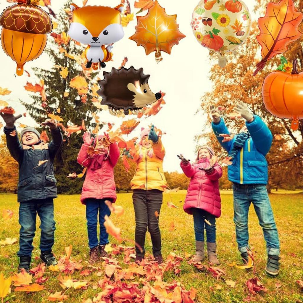 22 Pcs Maple Leaves Balloons Autumn Decorations with Maple Leaves Pumpkin Balloons for  Wedding Birthday Thanksging Day Party