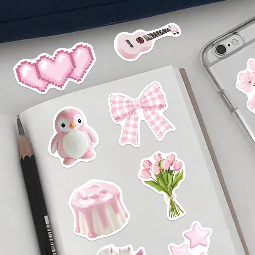 50pcs Pink Art Aesthetics Graffiti Stickers DIY Phone Guitar Laptop Notebook Suitcase Cup Waterproof Sticker Decals