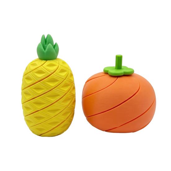 3D Printed Fidget Fruit Toy, Spiral Flexible Pineapple/Persimmon Passthrough Toy, Stress Relief Desk Toy for Adults, Kids