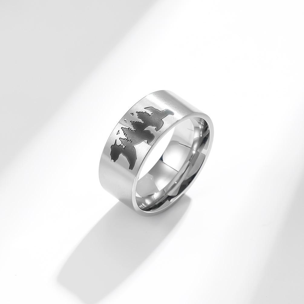 Polar Bear Flying Bird Forest Stainless Steel Ring Calls for Protecting Animal Environment Titanium Steel Ring