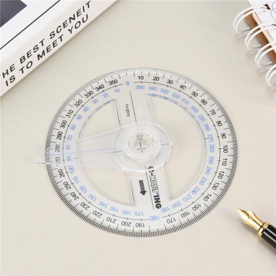 2Pcs Convenient Protractor Easy Use Plastic Portable 360 Degree Angle Ruler for Daily