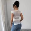 Damen S Ärmelloses T-Shirt Paillettenverziert Asymmetrischer Ausschnitt Einfarbig Figurbetont