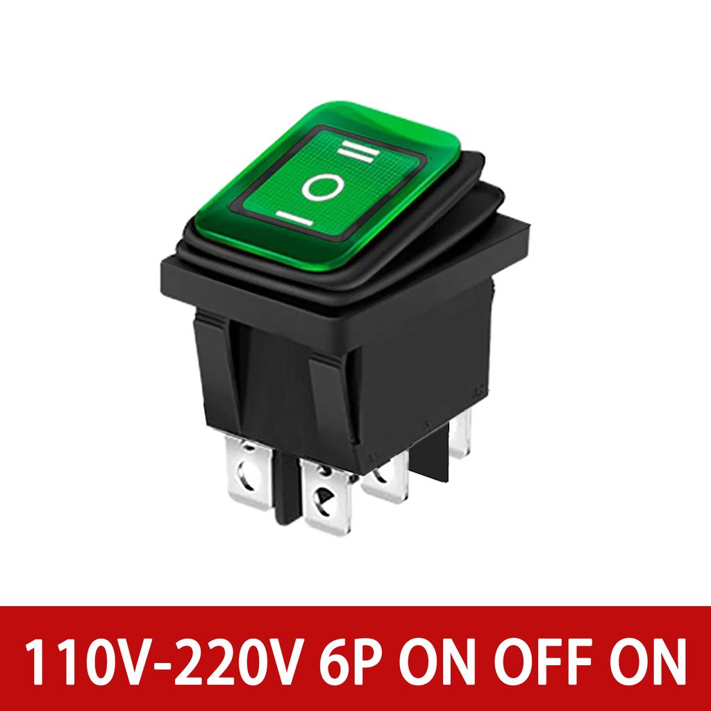 12V 24V / 110V 220V Waterproof Rocker Switch Red/Green LED Light Illuminated 4pins 2 position/6pins 3 position Toggle Switch