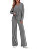2025 Stylish European & American Loose-Fit Casual Pocket Round Neck Wide-Leg Set for Women