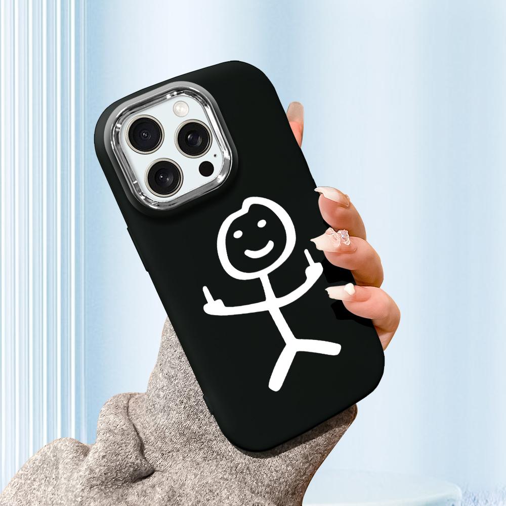 For iPhone 15 14 13 11ProMax 14 15 16 Samsung S25 S24 S23 S22 Redmi 10 13 14C Cartoon Black Cat Silver Edge Soft Liquid Silicone Protective Casing