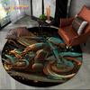 3D Retro Vintage Motorcycle Cartoon Round Area Carpet Rug for Living Room Bedroom Kid Playroom Decor,Pet Area Rug Non-slip Gift