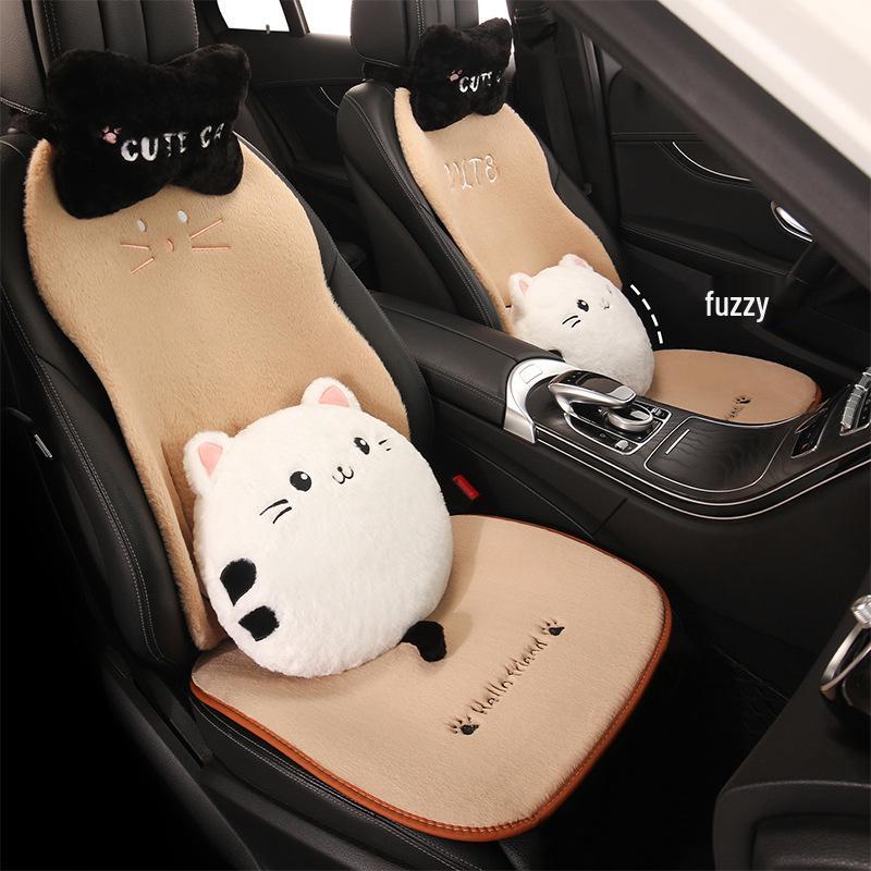 Cartoon Kitten Winter Plush Car Seat Cushion for Honda Civic, Haoying, XRV, Inspire, CRV