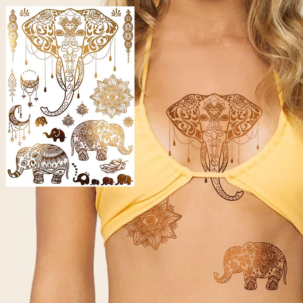 Nuevas Pegatinas Temporales de Tatuaje con Estampado en Caliente de Henna Transfronterizas para Mano, Pie y Brazo